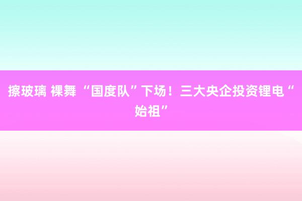 擦玻璃 裸舞 “国度队”下场！三大央企投资锂电“始祖”